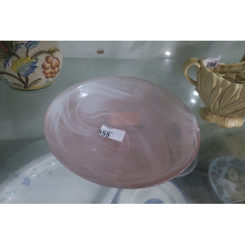 855 - PINK MARBLED GLASS BOWL