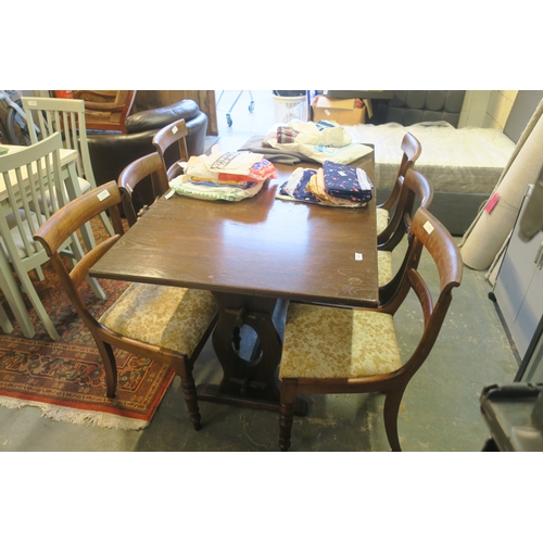 1164 - DARK WOOD TABLE AND 6 CHAIRS