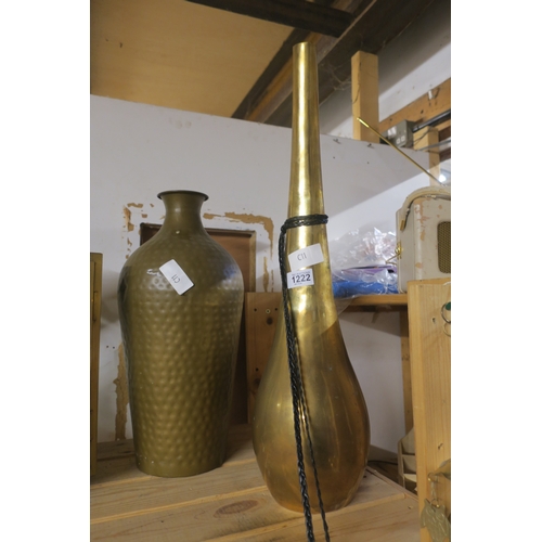 1222 - 2 BRASS VASES