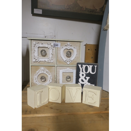 1240 - JEWELLERY STORAGE BOX AND LOVE, YOU AND ME SIGNS