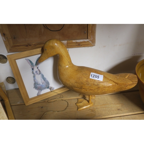 1255 - WOODEN DUCK AND RABBIT PICTURE