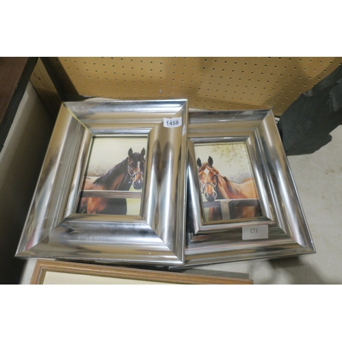 1458 - PAIR OF FRAMED PRINTS - HORSES BY UNKNOWN ARTIST