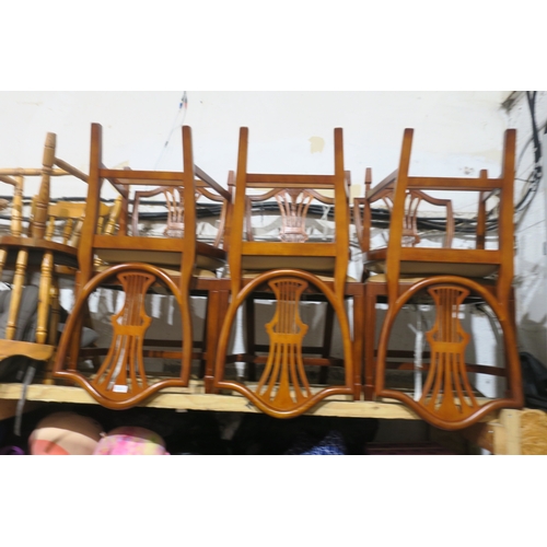 1524 - SET OF SIX HARP-BACK DINING CHAIRS