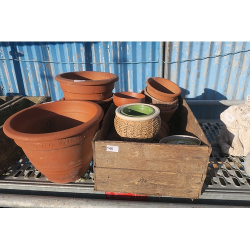 145 - LARGE SELECTION OF TERRACOTTA POTS