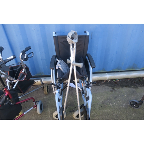 34 - CARECO WHEELCHAIR AND CRUTCHES