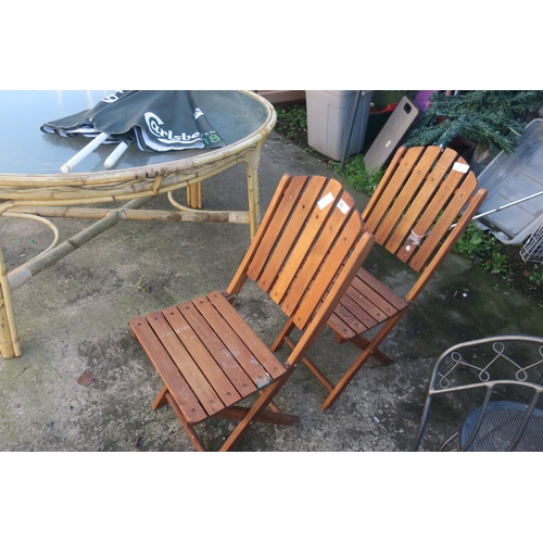 39 - PAIR OF WOODEN GARDEN CHAIRS