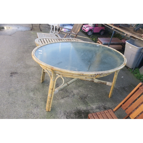 41 - GLASS TOP BAMBOO TABLE