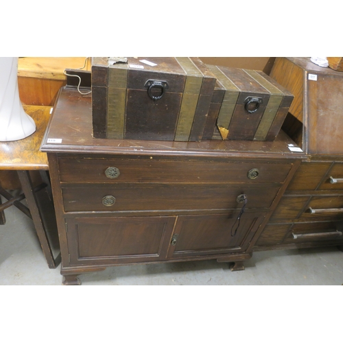 515 - ANTIQUE TWO DRAWER CUPBOARD SIDEBOARD