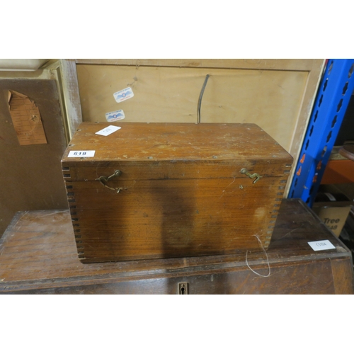 518 - VINTAGE WOODEN STORAGE BOX