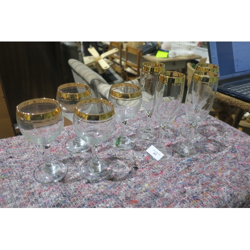 41 - 2 SETS OF 4 GOLD RIMMED GLASSES