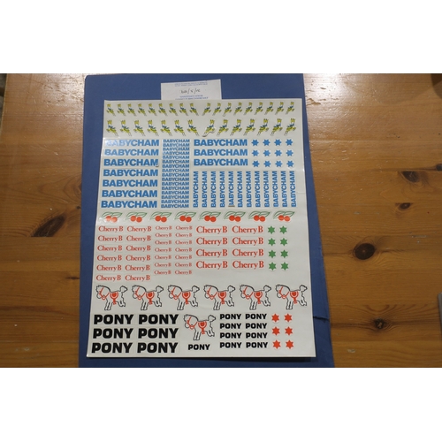 6 - LOT 6 IS A FULL SHEET OF BABYCHAM ,CHERRY B AND PONY STICKERS