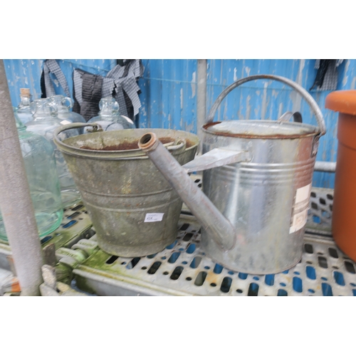 214 - VINTAGE BUCKET AND ALUMINIUM WATERING CAN