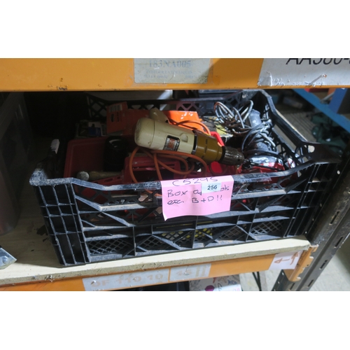 256 - CRATE  OF TOOLS INCLUDING BLACK AND DECKER