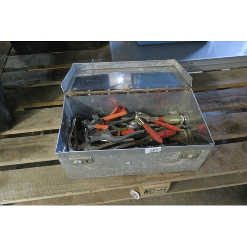 281 - GALVANISED TOOL BOX & CONTENTS