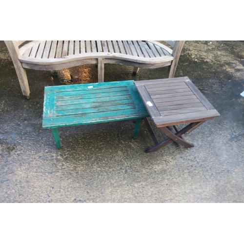 50 - 2 WOODEN GARDEN TABLES