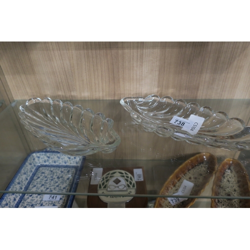 738 - PAIR OF GLASS DISHES