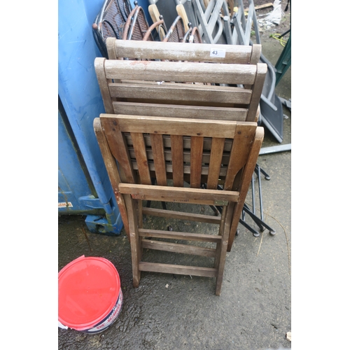 43 - 2 WOODEN GARDEN CHAIRS