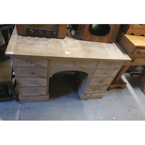 503 - STRIPPED DESK WITH CRYSTAL KNOBS