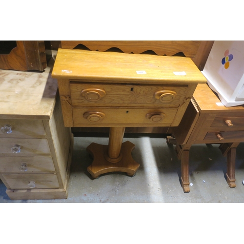 507 - ANTIQUE DRAWERS ON PEDASTOOL LEG