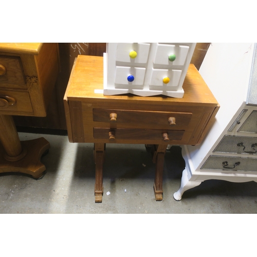 508 - VINTAGE SIDE TABLE WITH DRAWERS AND SIDE EXTENTIONS