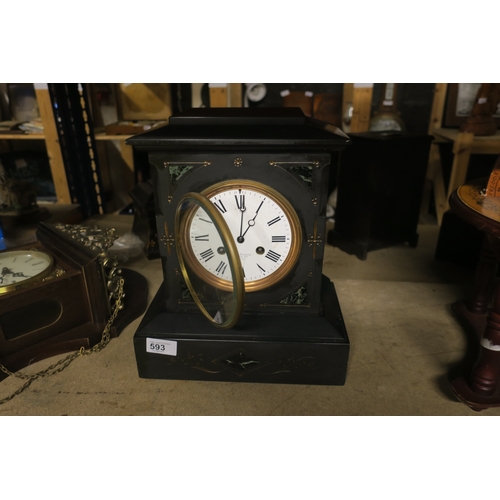 593 - JW BENSON LONDON MARBLE MANTLE CLOCK