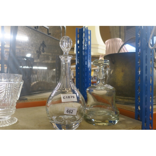 662 - 2 GLASS DECANTERS