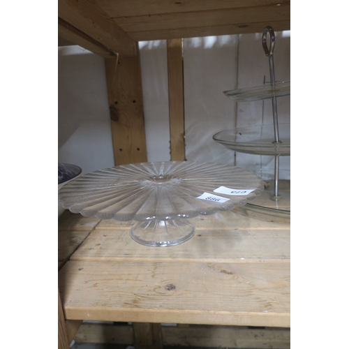 886 - 2 GLASS CAKE STANDS