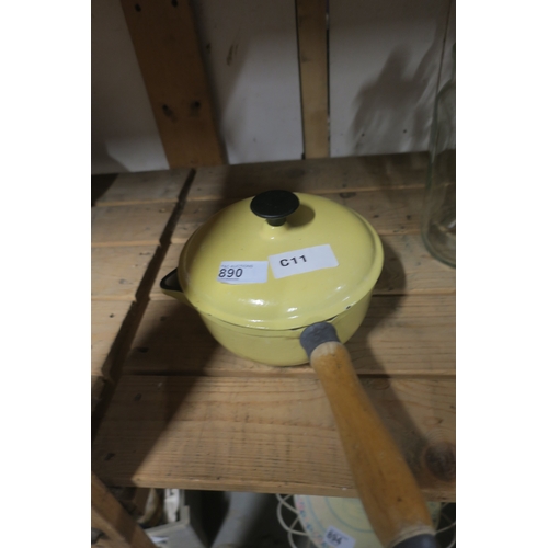 890 - CAST IRON SAUCEPAN