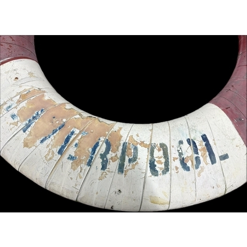 136 - Royal Iris. A Life Buoy Ring reputably from the famous Liverpool ferry Royal Iris. Red and white wra... 