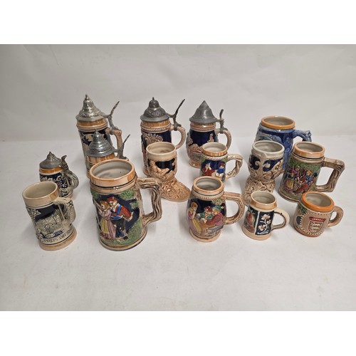 137 - Vintage German Steins. 15 of various makes and sizes