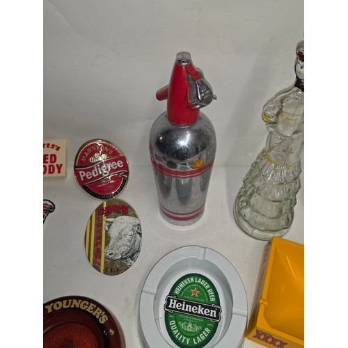 140 - Breweriana. A collectors or resellers lot to include vintage pub ashtrays, beer pump signs, Soda Fou... 