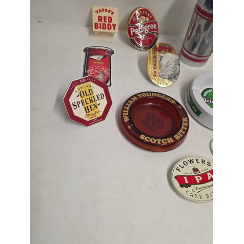 140 - Breweriana. A collectors or resellers lot to include vintage pub ashtrays, beer pump signs, Soda Fou... 