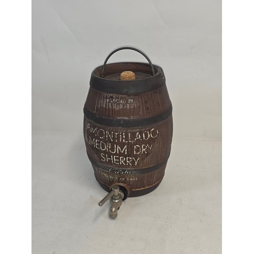 141 - Vintage pottery Amontillado Medium Dry Sherry Barrel by Moira Pottery 29cm (H) 20cm (D)
