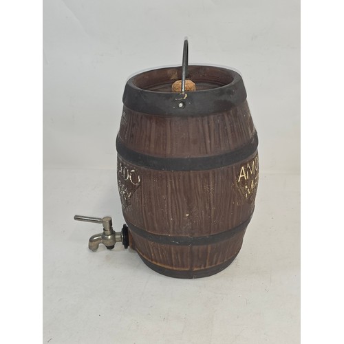 141 - Vintage pottery Amontillado Medium Dry Sherry Barrel by Moira Pottery 29cm (H) 20cm (D)