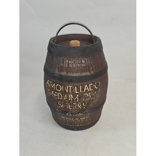 141 - Vintage pottery Amontillado Medium Dry Sherry Barrel by Moira Pottery 29cm (H) 20cm (D)