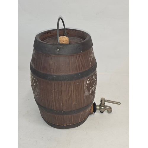 141 - Vintage pottery Amontillado Medium Dry Sherry Barrel by Moira Pottery 29cm (H) 20cm (D)