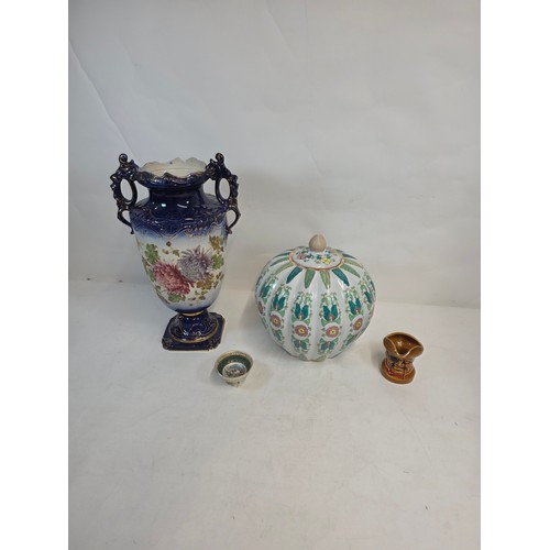Ceramics. Collectors lot to include a large vintage Mantle Vase, a large Chinoiserie Ginger Jar, small toby jug and a small porcelain cup