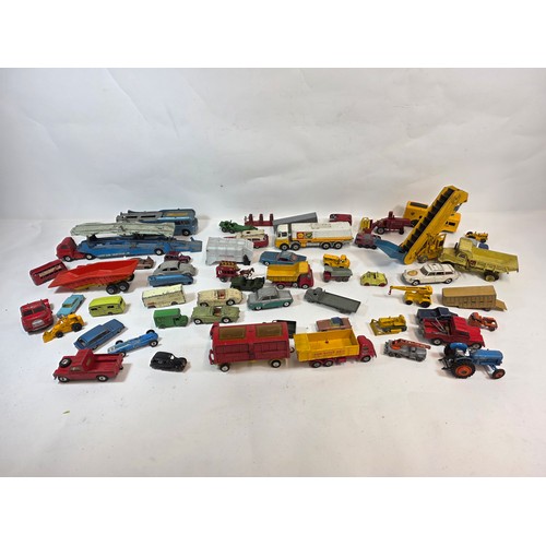 172 - Collection of aprox 55 playworn diecast model vehicles to include Corgi, Dinky, Lesney and others