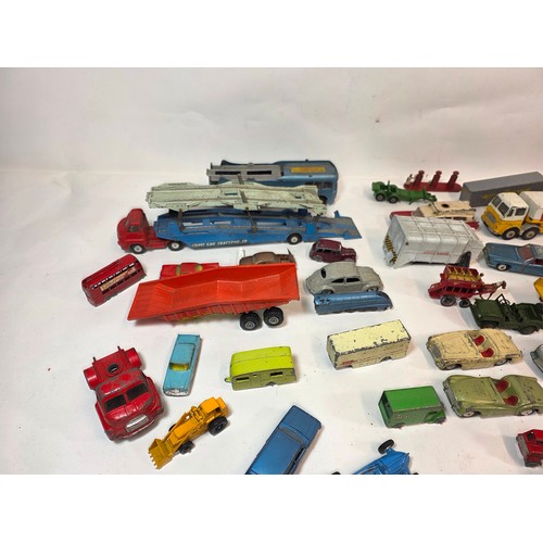 172 - Collection of aprox 55 playworn diecast model vehicles to include Corgi, Dinky, Lesney and others