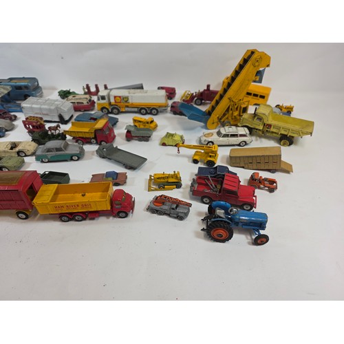172 - Collection of aprox 55 playworn diecast model vehicles to include Corgi, Dinky, Lesney and others