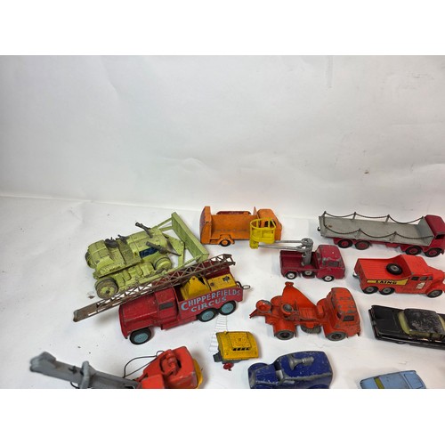 174 - Collection of aprox 55 playworn diecast model vehicles to include Corgi, Dinky, Lesney and others