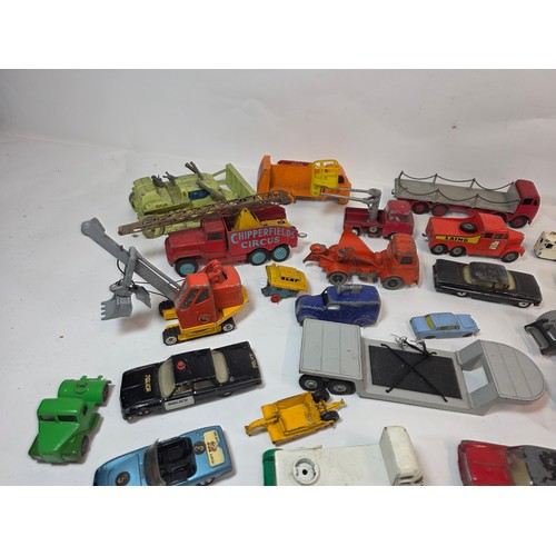 174 - Collection of aprox 55 playworn diecast model vehicles to include Corgi, Dinky, Lesney and others