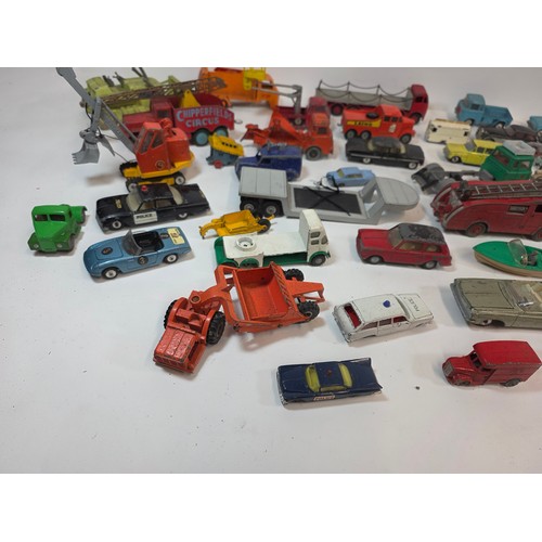 174 - Collection of aprox 55 playworn diecast model vehicles to include Corgi, Dinky, Lesney and others