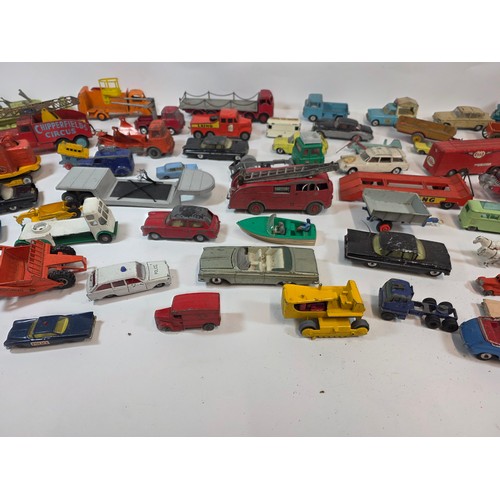 174 - Collection of aprox 55 playworn diecast model vehicles to include Corgi, Dinky, Lesney and others
