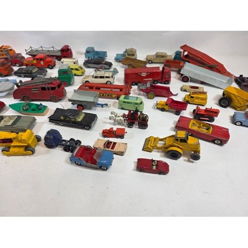 174 - Collection of aprox 55 playworn diecast model vehicles to include Corgi, Dinky, Lesney and others