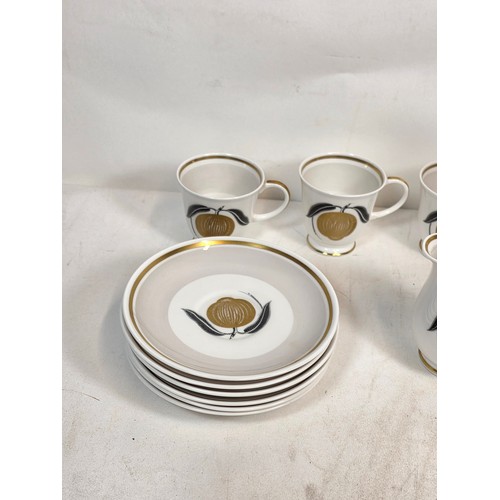 12 - Susie Cooper pre Wedgwood Pomme D'or pattern part coffee set comprising of a a Coffee Pot, six sauce... 