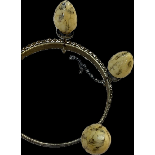 16 - A 19th century bronze Pugin style 5 light chandelier, in the gothic style. The round body with molde... 