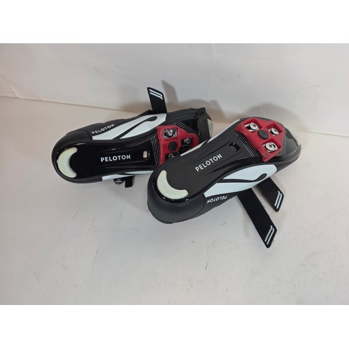 17 - 3 pairs of official Peleton bike shoes. Black with red lining. Hardly worn. Sizes 45, 39 & 42.
