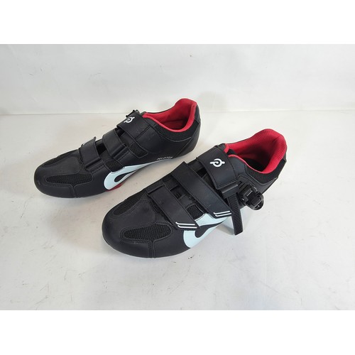 17 - 3 pairs of official Peleton bike shoes. Black with red lining. Hardly worn. Sizes 45, 39 & 42.