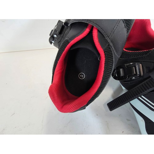 17 - 3 pairs of official Peleton bike shoes. Black with red lining. Hardly worn. Sizes 45, 39 & 42.